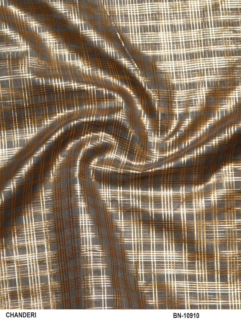 Chanderi Grey Zari Woven Checks | Source Fabrics