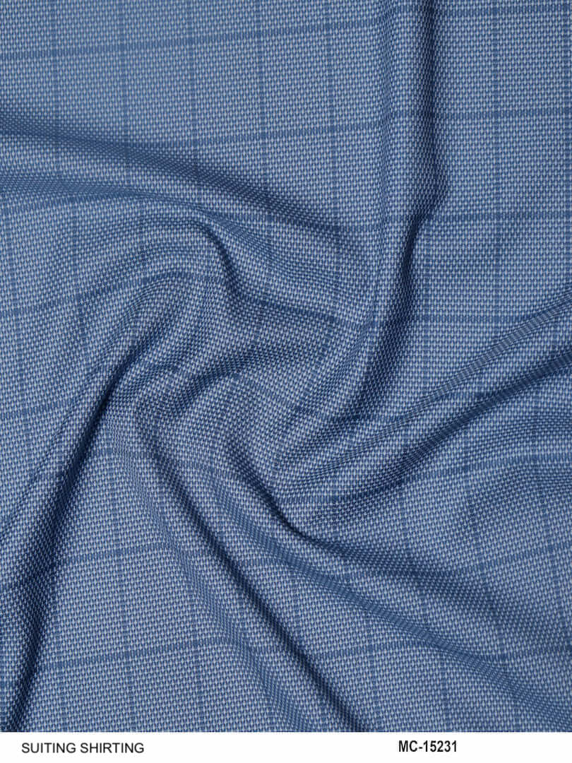 Imported Suiting Shirting Textured Blue Checks | Source Fabrics