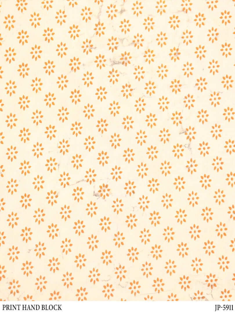 Cambric Cotton Off White & Mustard Sun Design Daboo Handblock Print
