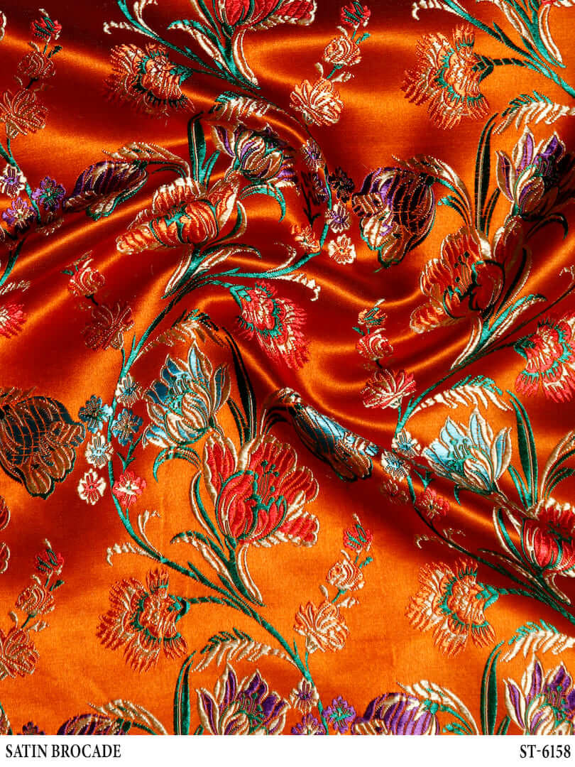 Satin Brocade Allover Woven Floral Design Fabric