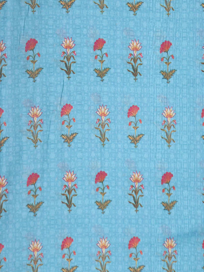 Chanderi Silk Self Print & Flower Design Digital Print Fabric