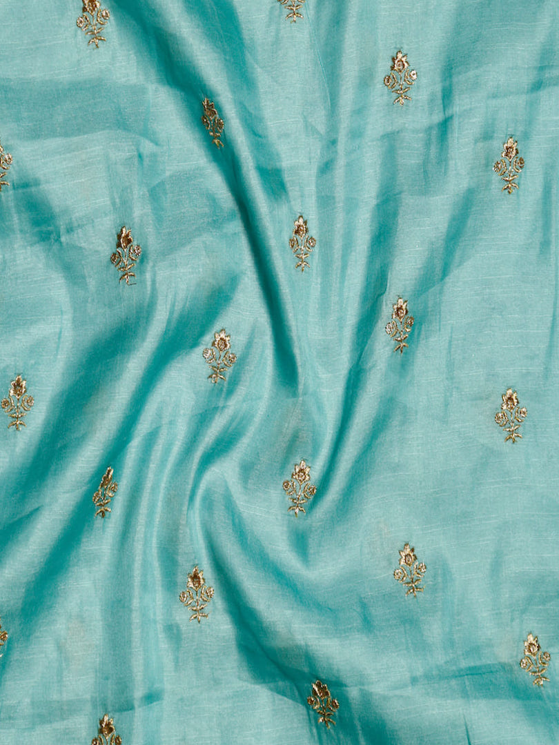 Art Tussar Silk Zari Woven Flower Design Fabric