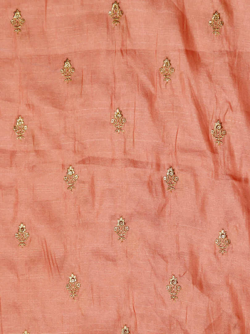 Art Tussar Silk Zari Woven Flower Design Fabric