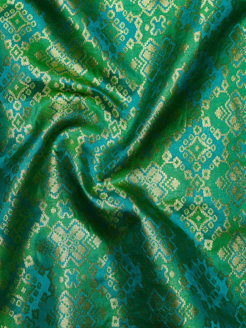 Art Silk Brocade Ikkat Patola Zari Woven Design Fabric
