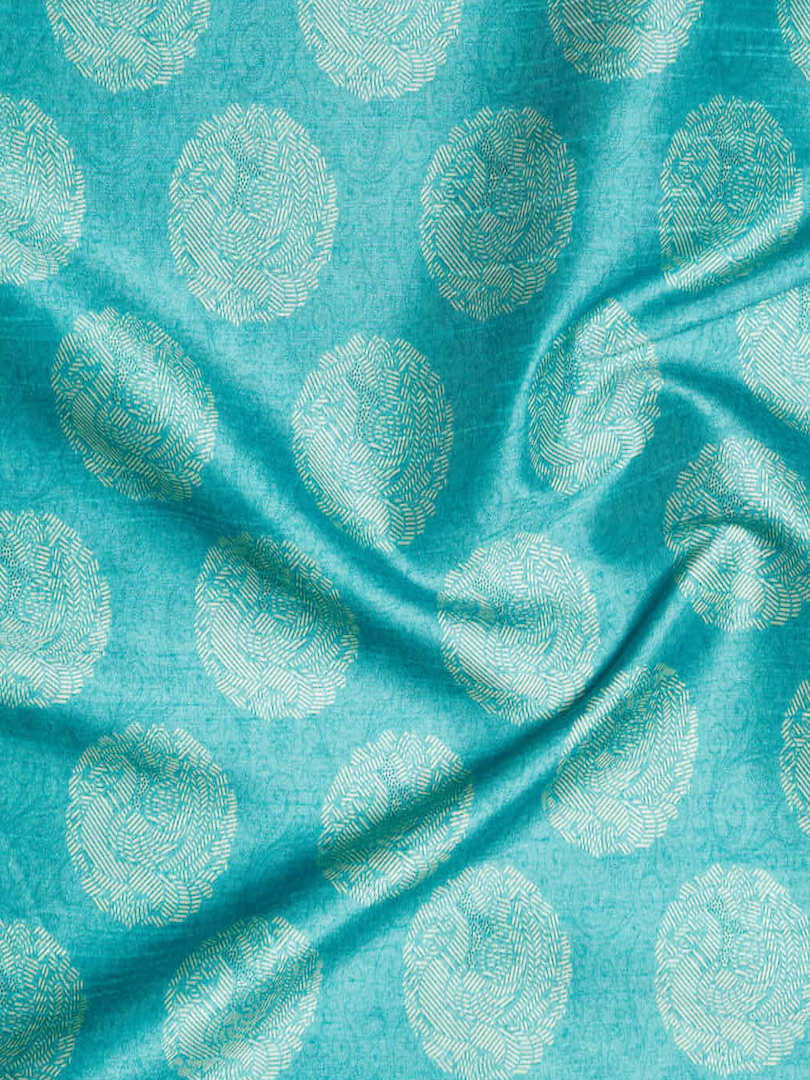 Dupion Silk Ethnic Swan & Floral Weave Design Fabric