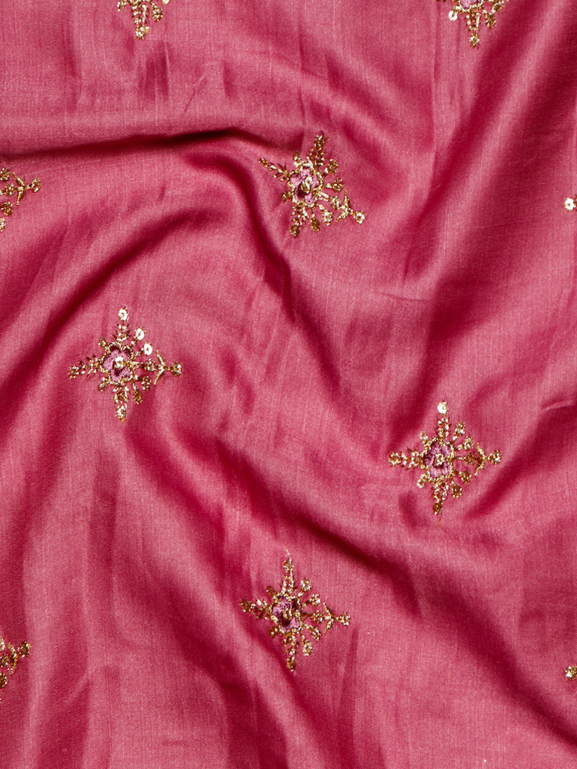 Art Tussar Silk Sequence & Threadwork Star Design Fabric